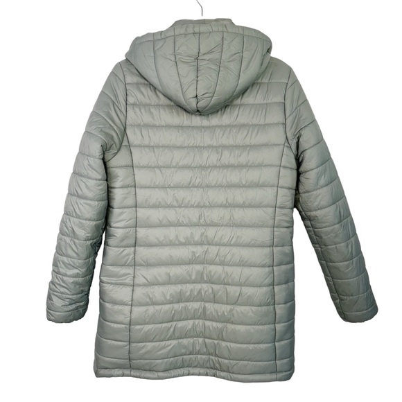 Eddie Bauer Women's Puffer Medium Gray Jacket Coat Hooded Full-Zip Pockets Long - Picture 5 of 11